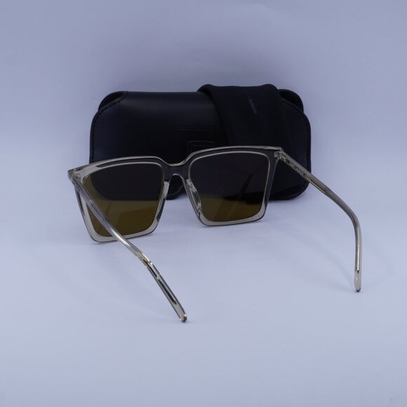 Saint Laurent SL474 005 Sunglasses Yellow Square Frame, Brown Lenses - Picture 11 of 11